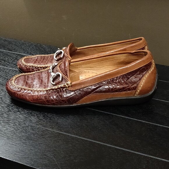 Martin Dingman Saxon Horse Bit Loafers Crocodile Grain Leather 8.5 M - Picture 3 of 10